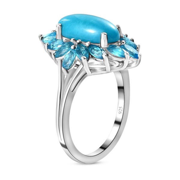 Natürlicher Sleeping Beauty Türkis und Neon Apatit-Ring, 925 Silber platiniert  ca. 3,50 ct image number 5