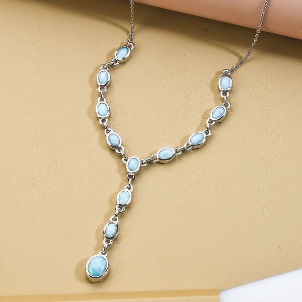 Larimar Collier, ca. 45 cm, 925 Silber platiniert ca. 7.24 ct image number 3