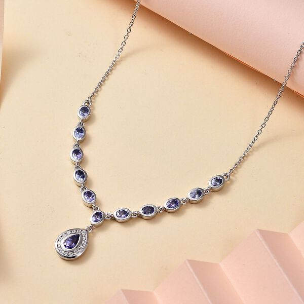 Tansanit und Zirkon 45cm Halskette, 925 Silber rhodiniert - 2,58 ct. image number 8