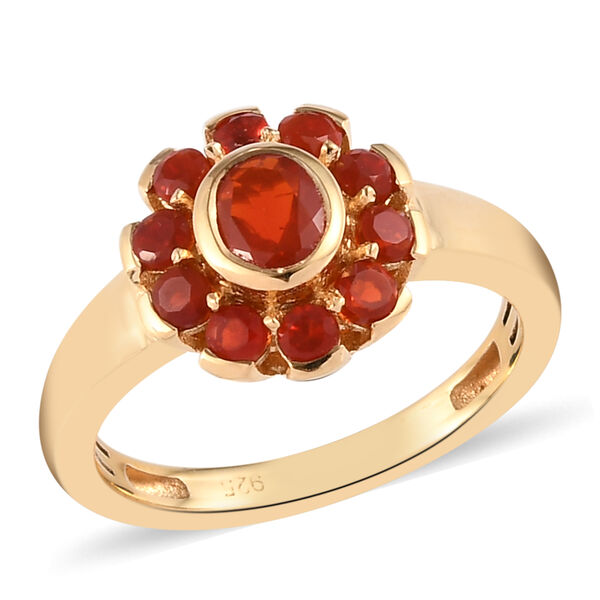 Mexikanischer Kirschfeuer-Opal Ring 925 Silber vergoldet  ca. 0,67 ct image number 4