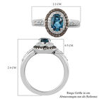 London Blau Topas und Zirkon Ring 925 Silber platiniert  ca. 1,24 ct image number 6