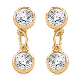 Moissanit Ohrringe, 925 Silber Gelbgold Vermeil - 2 ct.