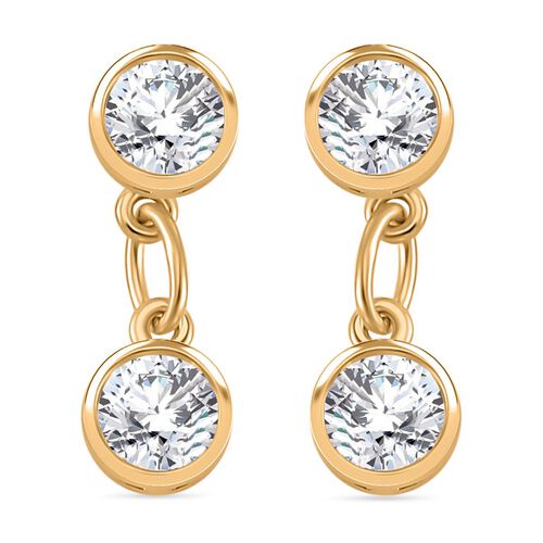 Moissanit Ohrringe, 925 Silber Gelbgold Vermeil - 2 ct. image number 0