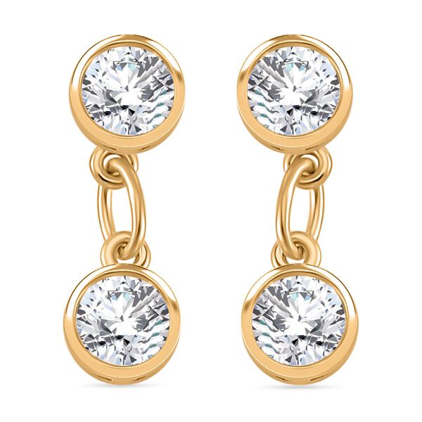 Moissanit Ohrringe, 925 Silber Gelbgold Vermeil - 2 ct. image number 0