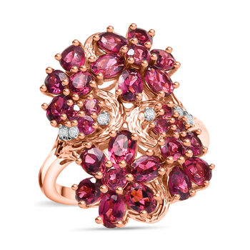 D'Joy nat&uuml;rlicher Rhodolith Granat und Zirkon Ring - 5,17 ct.