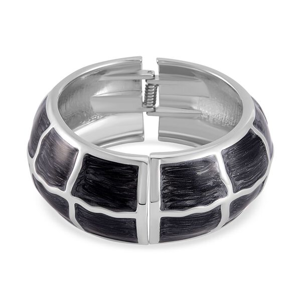 Emaillierter Gitternetz-Muster-Armreif, ca. 18 cm, ca. 87,60g Schwarz image number 4