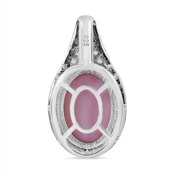 AA Rosa Konch-Perlmutter, Wei&szlig;er Zirkon Anh&auml;nger 925 Silber rhodiniert