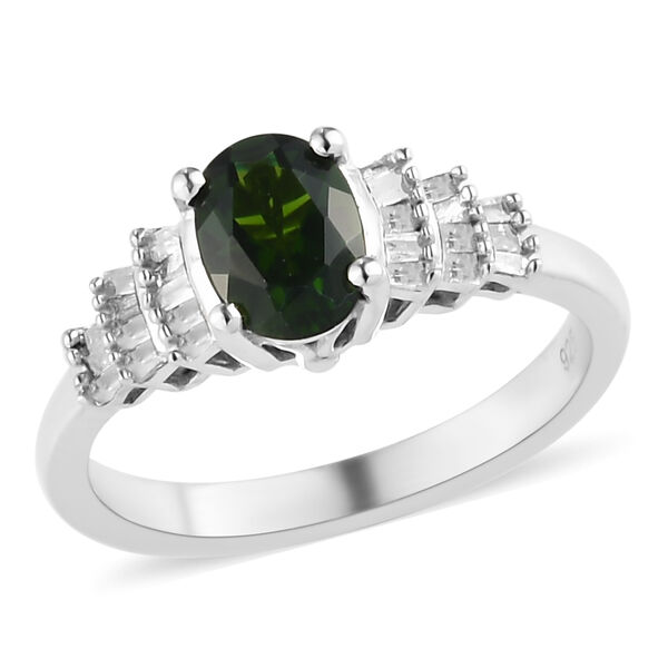 Natürlicher Chromdiopsid und Diamant Ring 925 Silber platiniert  ca. 1,08 ct image number 4