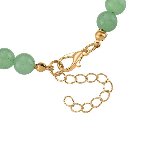 Gr&uuml;ner Aventurin, Wei&szlig;e Keshi Perle Armband, ca. 18cm mit 5cm extender, Reine Legierung goldfarben image number 5