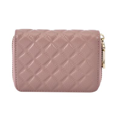 Rautenförmig gesteppte Brieftasche aus 100% echtem Leder, 10x2x9cm, rosa