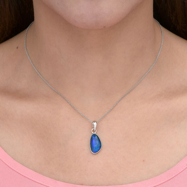 Boulder Opal Triplett Anhänger 925 Silber Platin-Überzug ca. 4,00 ct image number 2