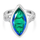 Pfau Quarz Triplette, Weißer Zirkon Ring 925 Silber rhodiniert (Größe 18.00) ca. 9,02 ct