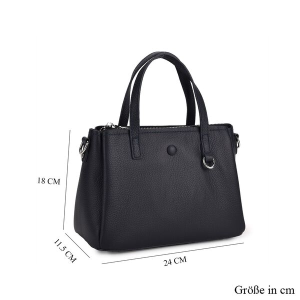 Crossbody-Tasche aus echtem Leder mit Henkel und Schulterriemen, 24x11.5x18 cm, Navy image number 8