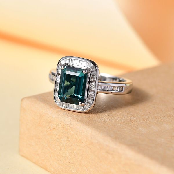 RHAPSODY - AAAA Pirineu Lagunen Turmalin, Wei&szlig;er Diamant SGL zertifiziert Ring 950 Platin (Gr&ouml;&szlig;e 17.00) ca. 2.76 ct image number 2
