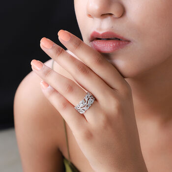 ALLORO platinierter Silberring mit Diamantakzenten