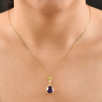 Afrikanischer Amethyst, Wei&szlig;er Zirkon Anh&auml;nger Messing ca. 3.18 ct