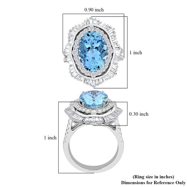 Chairman's Vault Collection - zertifiziert und geprüft RHAPSODY AAAA Santamaria Aquamarin und VS-EF Diamant Ring in 950 Platin - 7,10 ct. image number 4
