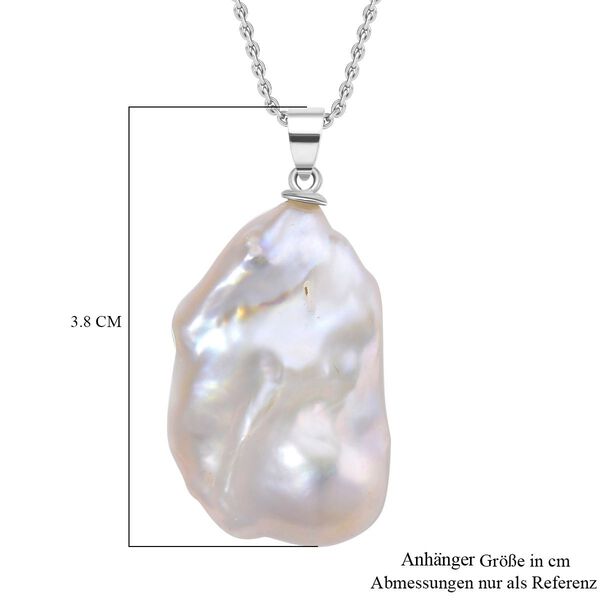 D'Joy AAAA wei&szlig;er S&uuml;&szlig;wasser Barockperle Anh&auml;nger mit 50cm Kette, 925 Silber rhodiniert image number 5