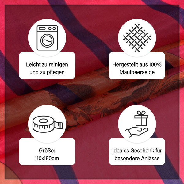 LA MAREY - 
Chiffonschal aus 100% Maulbeerseide in Rosa mit Modernem Muster image number 5