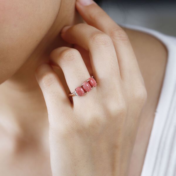 AAA Oregon Pfirsich Opal und Diamant Ring - 1,84 ct. image number 3