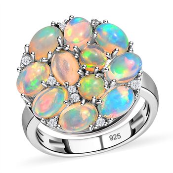 Nat&uuml;rlicher, &auml;thiopischer Welo Opal Ring, 925 Silber platiniert (Gr&ouml;&szlig;e 20.00) ca. 3.43 ct