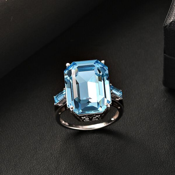 J Francis gefertigt mit SWAROVSKI- Aquamarin Swarovski Kristall Ring image number 2