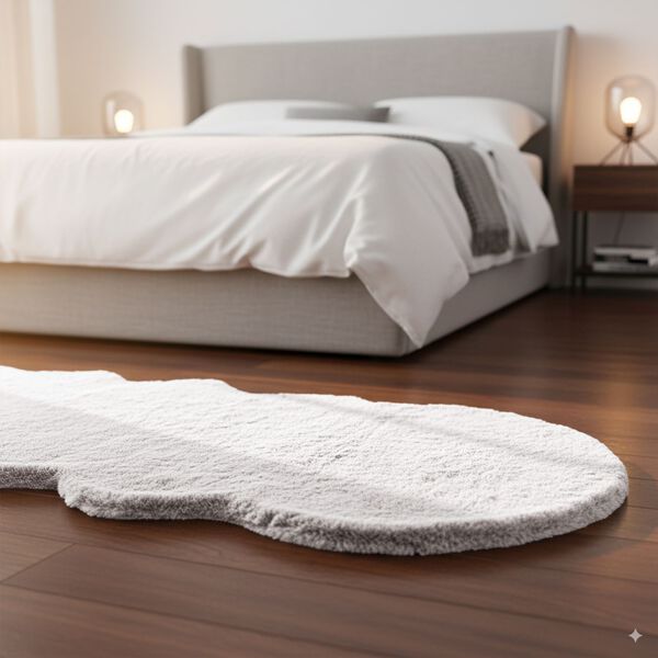 Weicher Langflor Teppich in Wolkenform mit Schaumstoffunterlage, 60x180 cm, Weiß image number 2