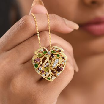 GP Amore x Trifono Kollektion- Mosambik Granat, Peridot und Multi-Edelstein Anh&auml;nger mit 50cm Kette - 2,82 ct.