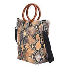Handtasche mit Holzgriff, Schlangenhautmuster, Größe 32x12x29cm, Schwarz und Gelb image number 2