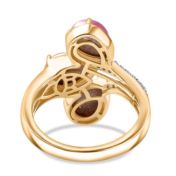 D'Joy Maulbeer Mondstein, Wei&szlig;er Zirkon Ring 925 Silber 750 Gelb Vergoldet (Gr&ouml;&szlig;e 18.00) ca. 3,99 ct image number 6