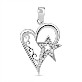 Lustro Stella weißer Zirkonia Herz und Stern Anhänger