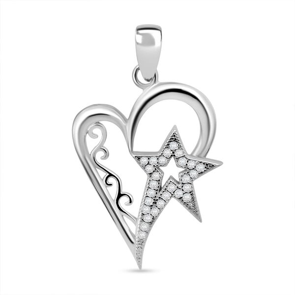 Lustro Stella weißer Zirkonia Herz und Stern Anhänger image number 0
