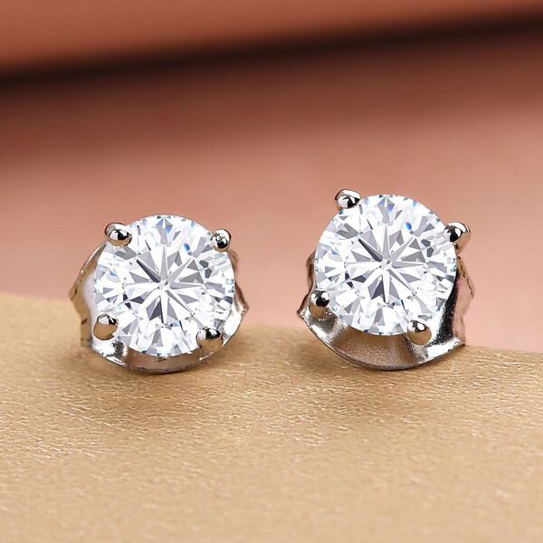 120 Facetten Moissanit-Ohrringe, 925 Silber platiniert ca. 0,88 ct image number 2