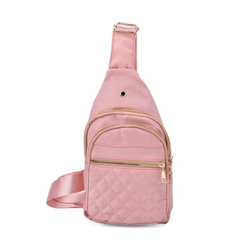 Rucksack mit RFID-Schutz in Steppoptik, 17x7,5x30cm, Rosa