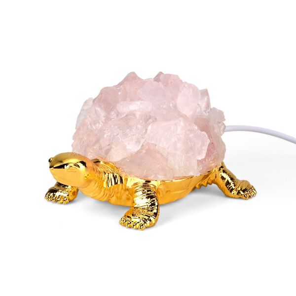 LIVMORE Leuchtende Edelstein-schildkr&ouml;te, LED Licht, Rosenquarz