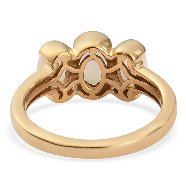 Nat&uuml;rlicher &Auml;thiopischer Opal 3 Stein Ring 925 Silber vergoldet  ca. 1,13 ct image number 4