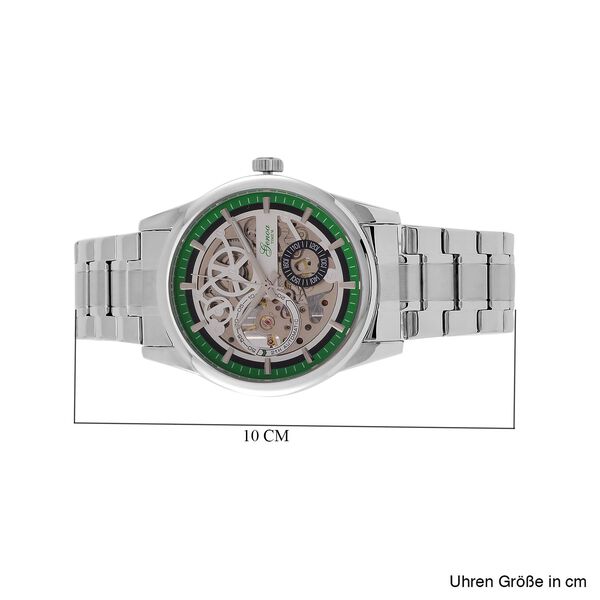 Limitiert verfügbar- GENOA Automatikwerk 3ATM Wasserdichtheit Skelettuhr mit reinem 316L Edelstahl -Kettenarmband - Grün image number 8