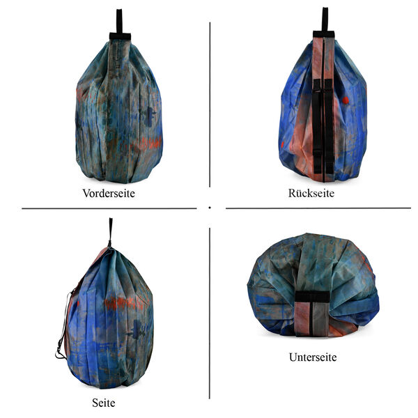 Faltbare Einkaufstasche mit Rei&szlig;verschlussfach 50 x 70 cm Blau Gr&uuml;n Seemotiv image number 4