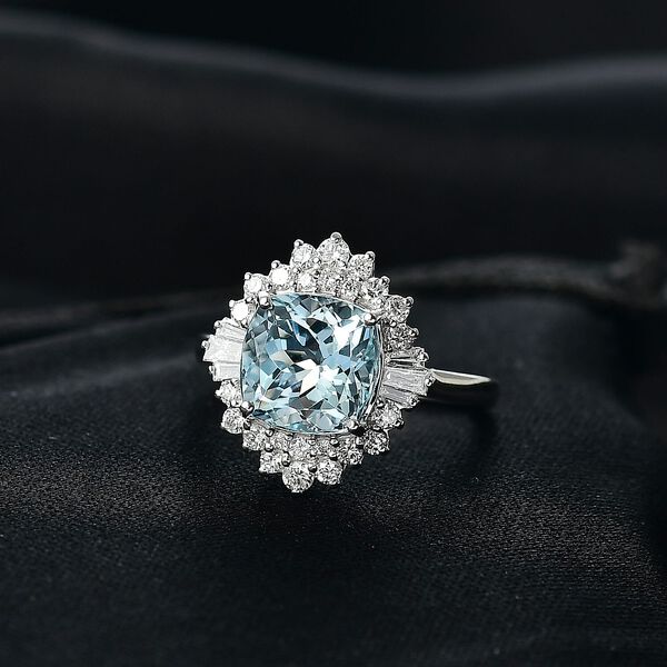 LUXURIANT DIAMOND - AAA Aquamarin, Lab Grown Diamant Ring 417 Gold (Gr&ouml;&szlig;e 20.00) ca. 3,75 ct image number 1