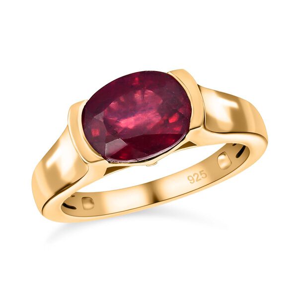 Afrikanischer Rubin (Fissure gef&uuml;llt) Ring, 925 Silber Gelbgold Vermeil (Gr&ouml;&szlig;e 16.00) ca. 2.56 ct image number 4