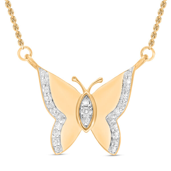 Diamant Halskette, 50cm, 925 Silber Gelbgold Vermeil - 0,15 ct. image number 0