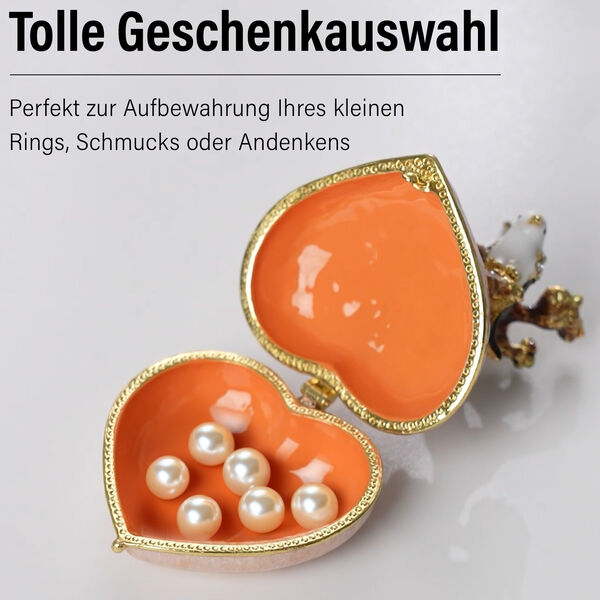 Emaillierte Schmuckbox in Herzform, 5,5x5,5cm, Braun image number 3