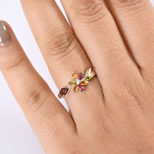 Mehrfarbig-Turmalin Ring 925 Silber (Gr&ouml;&szlig;e 18.00) ca. 0.88 ct image number 2
