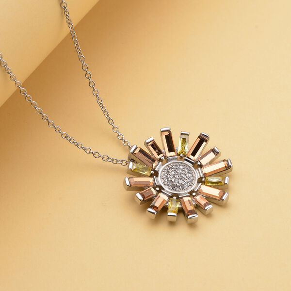 Gelber, wei&szlig;er und champagnerfarbener Kristall-Anh&auml;nger mit Kette - 10 ct. image number 3