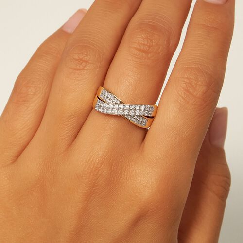 LUXURIANT DIAMOND - Lab Grown Diamant SI-GH Ring, 925 Silber Gelbgold Vermeil (Größe 20.00) ca. 1.00 ct image number 2