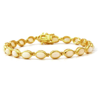 Nat&uuml;rlicher &Auml;thiopischer Opal Armband ca. 19 cm 925 Silber vergoldet ca. 7,04 ct