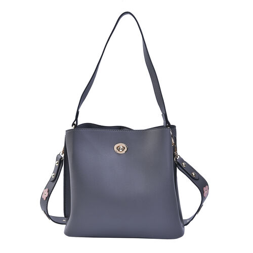 Crossbody Tasche aus Kunstleder mit abnehmbarem Riemen, Größe 24x11x22 cm, Grau image number 0