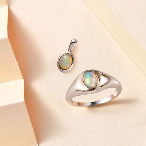 AA natürliches, äthiopisches Welo Opal-Schmuckset, 925 Silber rhodiniert, 1,04 ct. image number 2