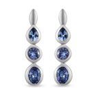 Tansanit Ohrringe, 925 Silber platiniert ca. 1.31 ct