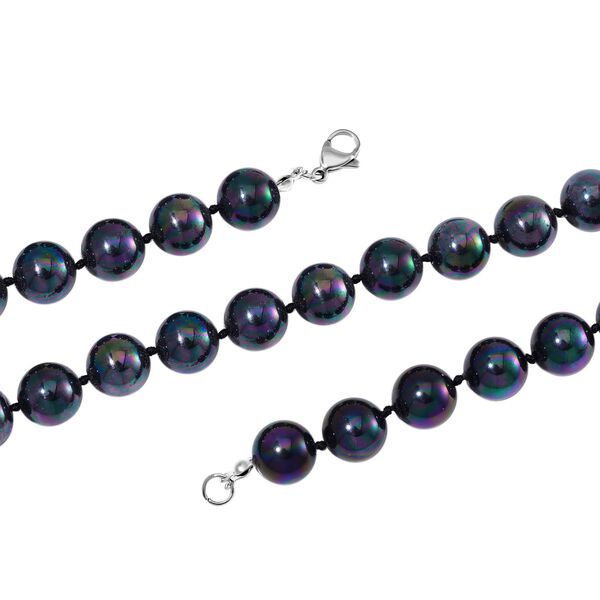 Pfauenfarbene Muschelkernperlen Halskette, 100 cm image number 4